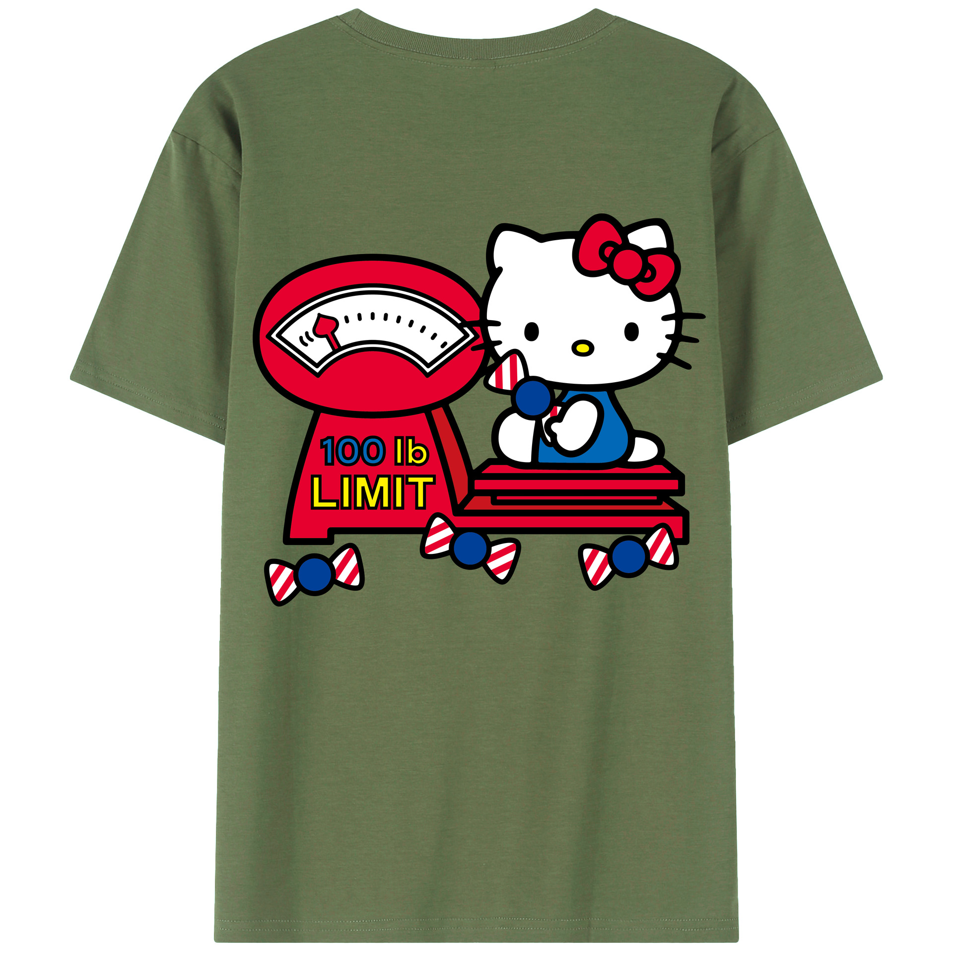 （画像用） Hello Kitty ハローキティ 綿100％ メンズ半袖Tシャツ（バックプリント） 通気性